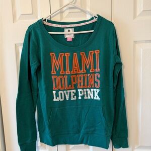 PINK Victoria's Secret Teal Miami Dolphins Crew Neck Sweatshirt